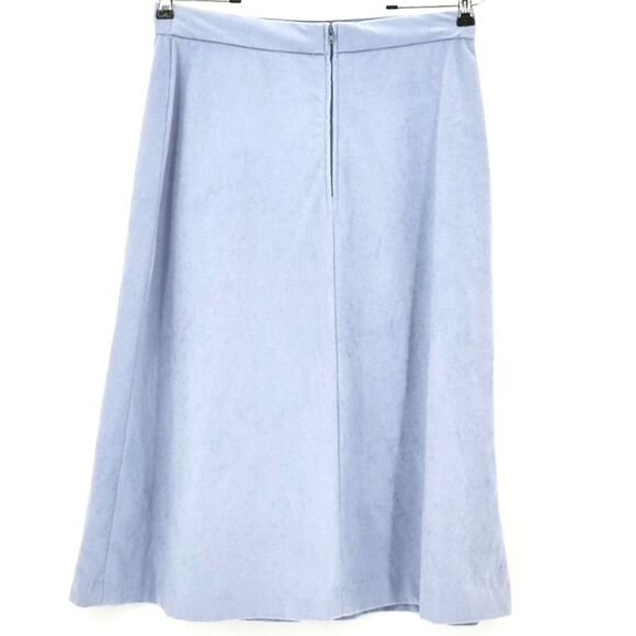 Faux Suede Midi Skirt Womens Est Size 6 Front Pleat Blue Fall 70s Retro Glam Mod - Picture 2 of 7